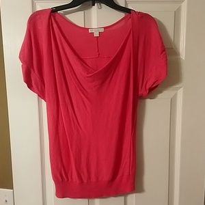 New York & Company Pink Drape Neck Knit Top Sz Sm